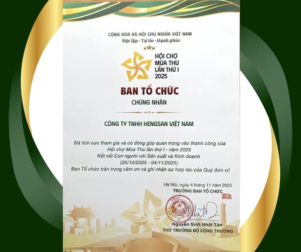 Hengsan Việt Nam được vinh danh tại Hội chợ Mùa Thu 2025